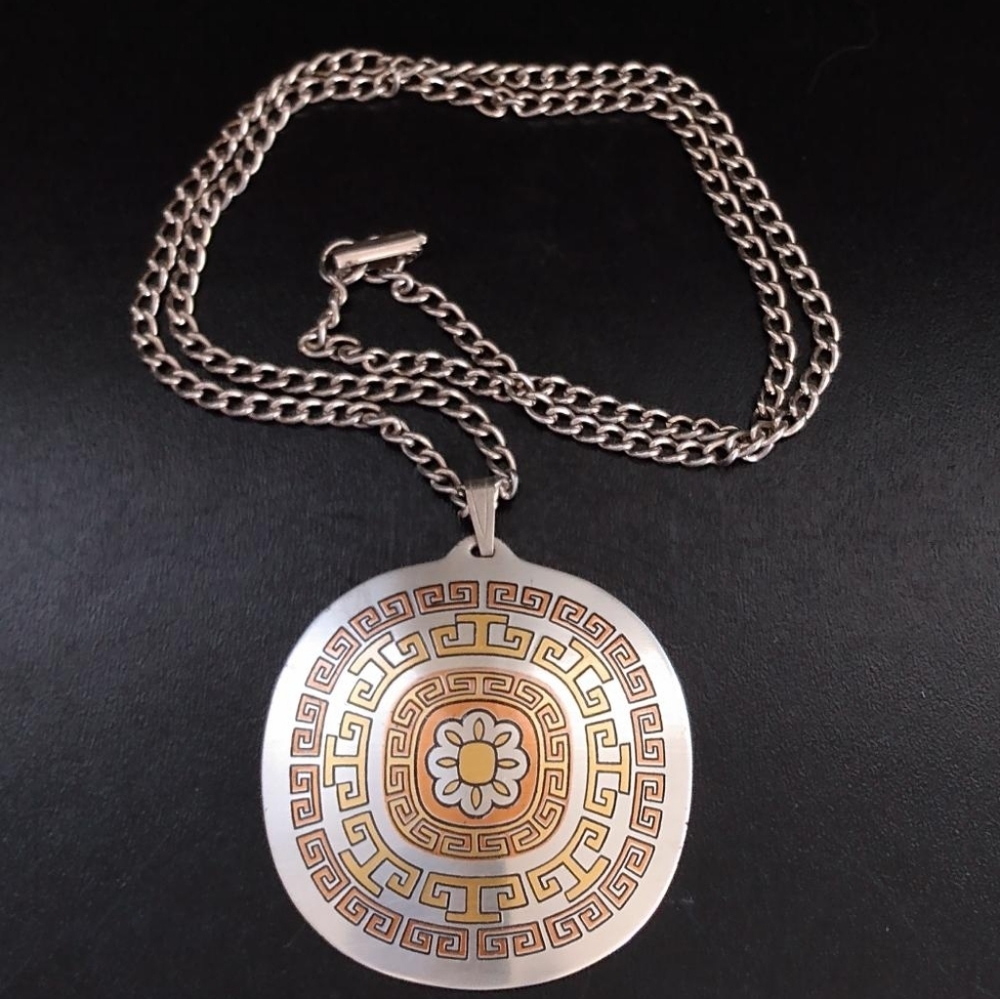 Vintage Reed and Barton Damascene Pendant and Chain